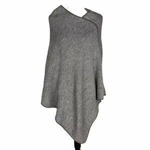 Wool Alpaca Blend Pullover Poncho SZ OS Shawl Sweater Fratelli Talli Gray Italy